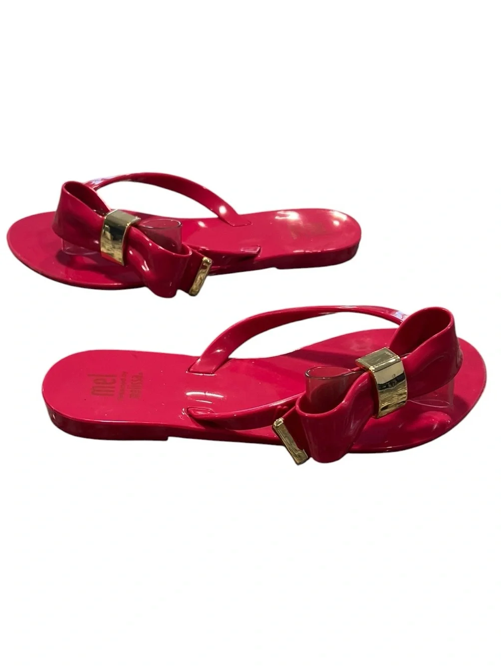 Melissa Hot Pink Bow Jelly Flip Flops Girls Size 13 US / EU 31